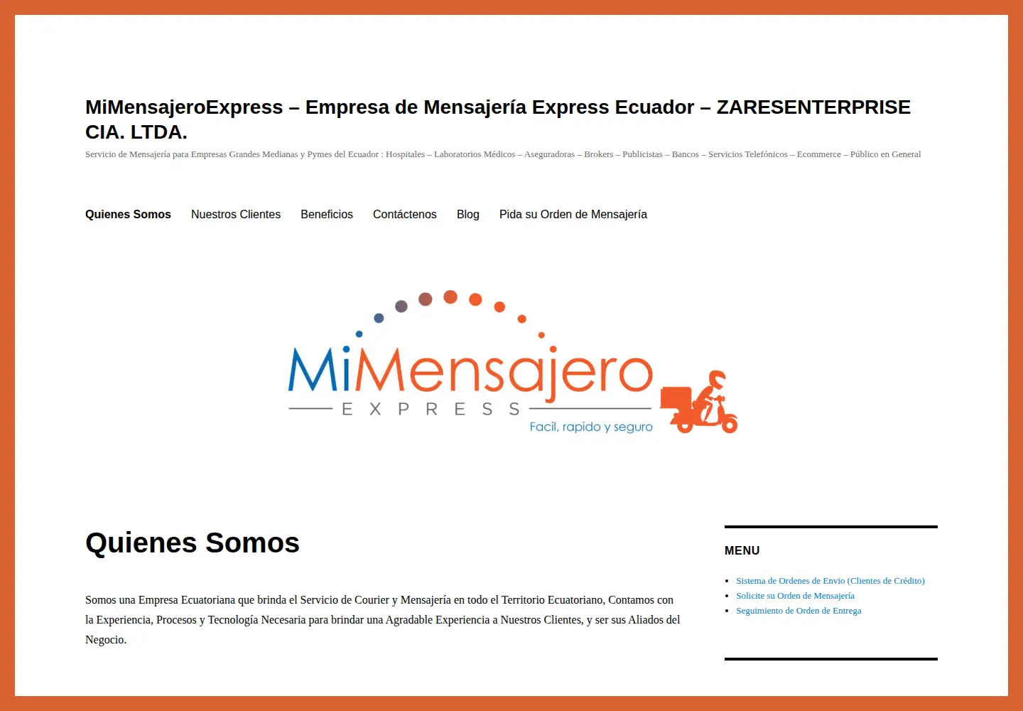 Screenshot of mimensajeroexpress.com