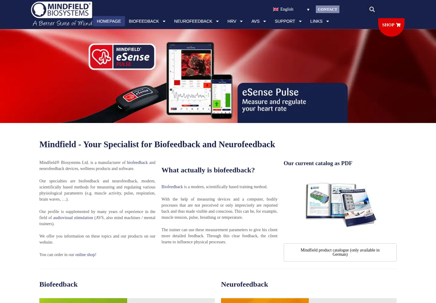Screenshot of mindfield-biosystems.com