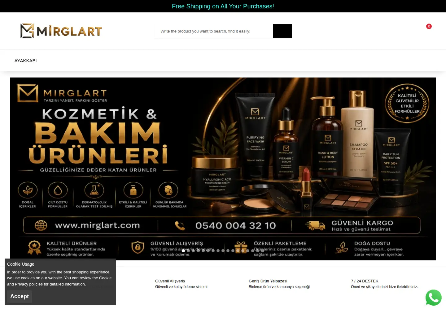 Captured homepage of mirglart.com in the current scan