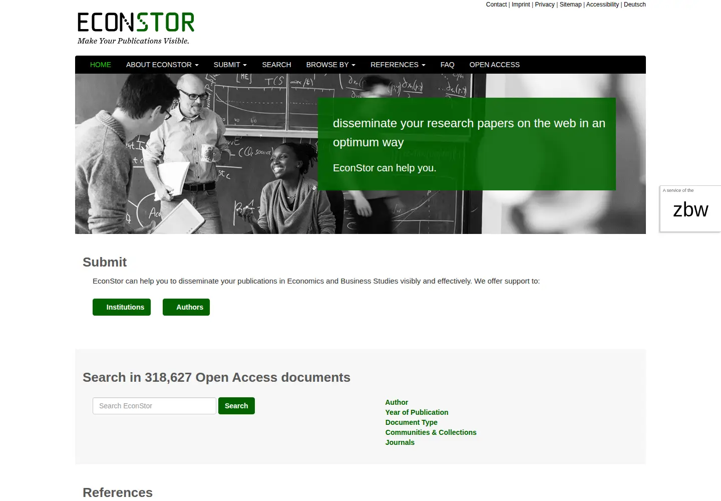 Screenshot of econstor.eu