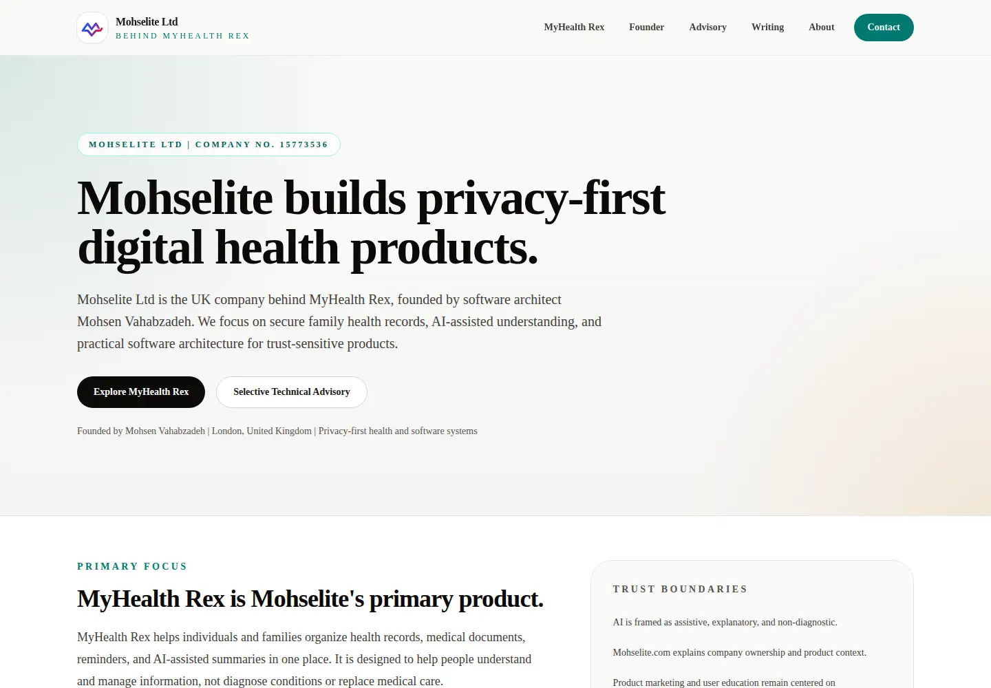 Captured homepage of mohselite.com in the current scan