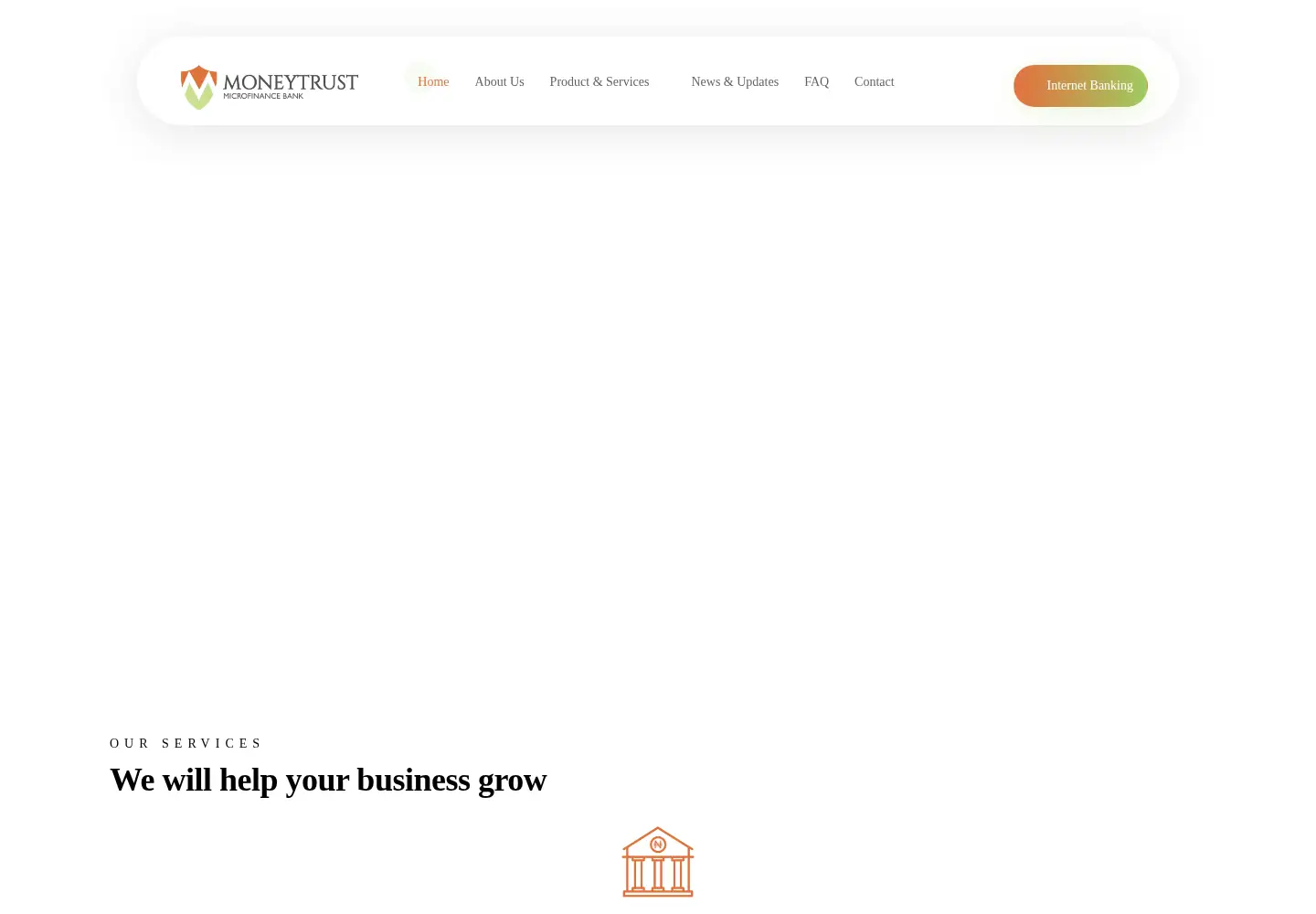 Captured homepage of moneytrustmfb.com in the current scan