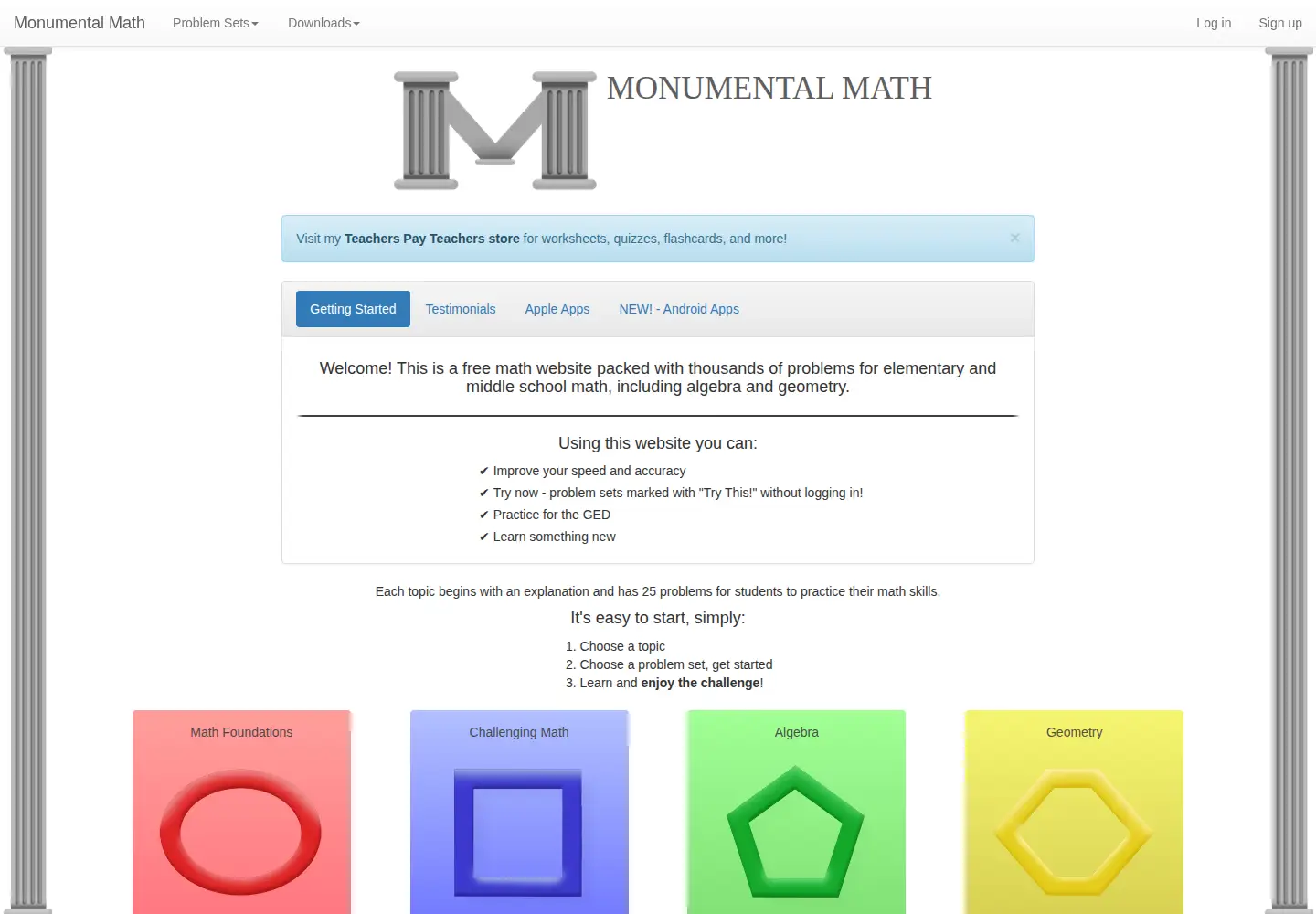 Captured homepage of monumentalmath.com in the current scan