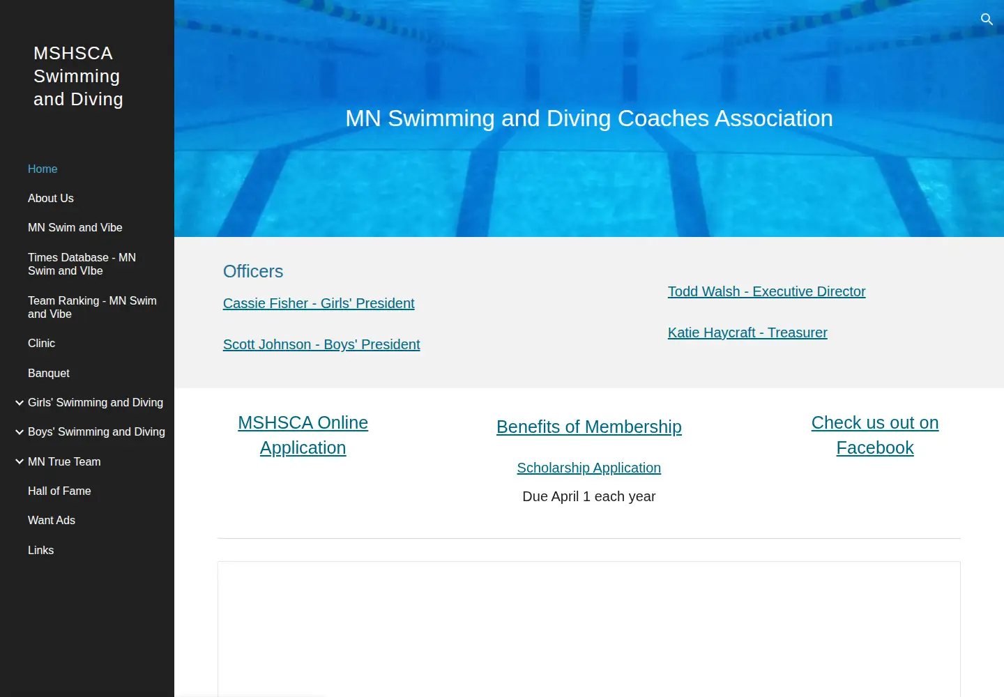 Screenshot of mshscaswimdive.com