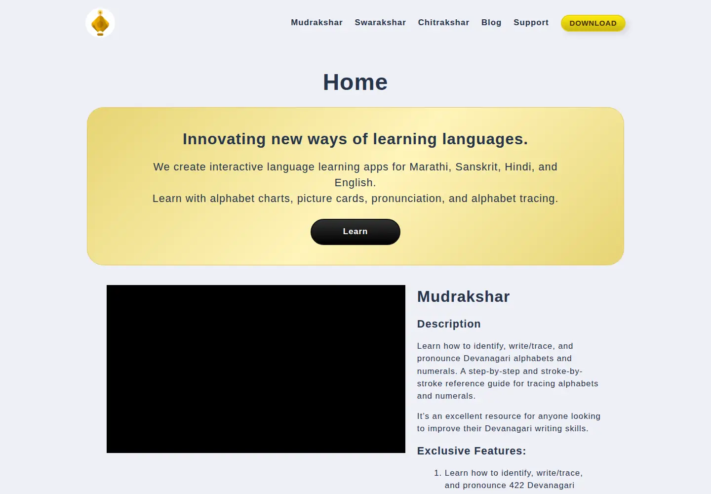 Screenshot of mudrakshar.com