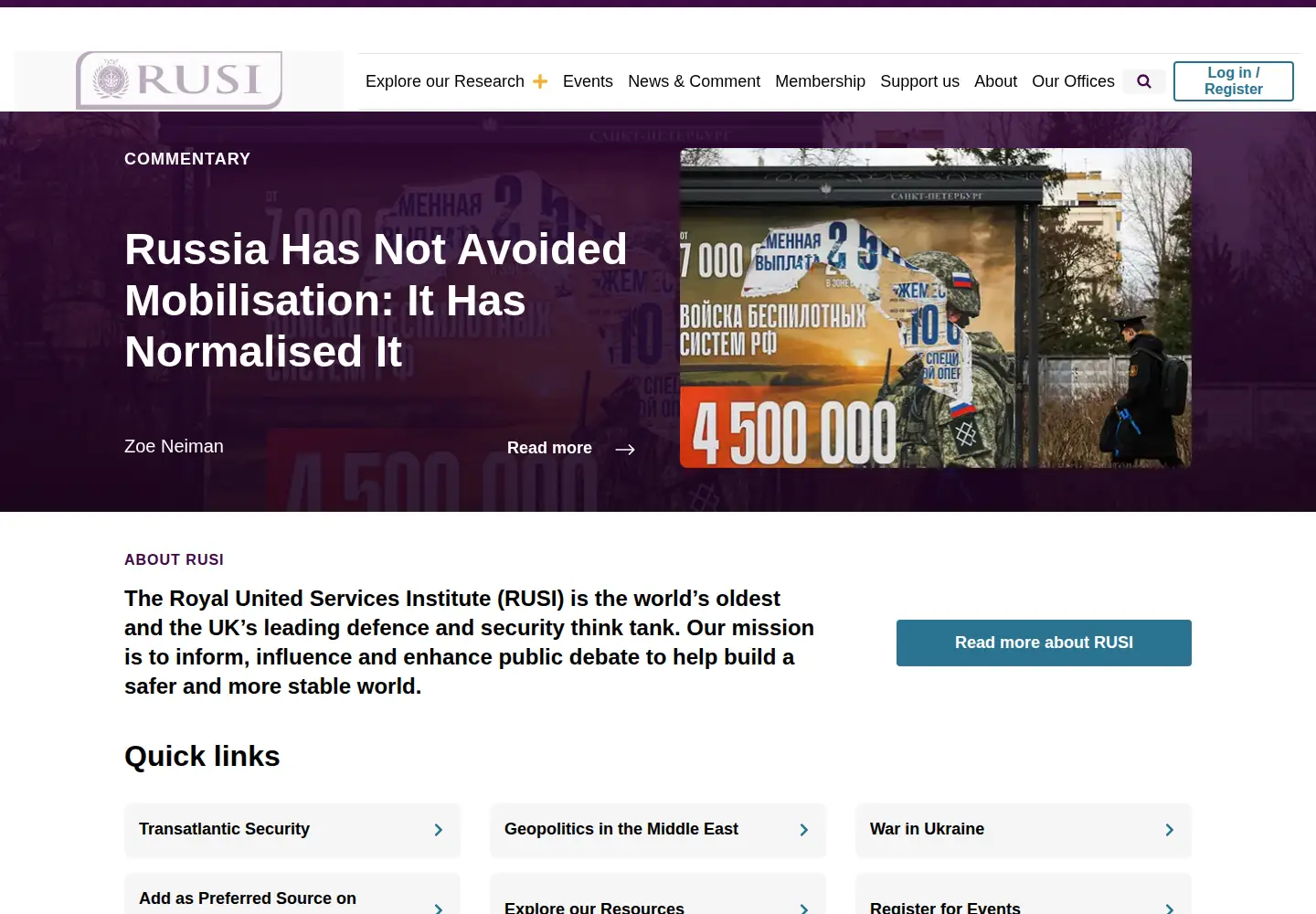 Screenshot of rusi.org