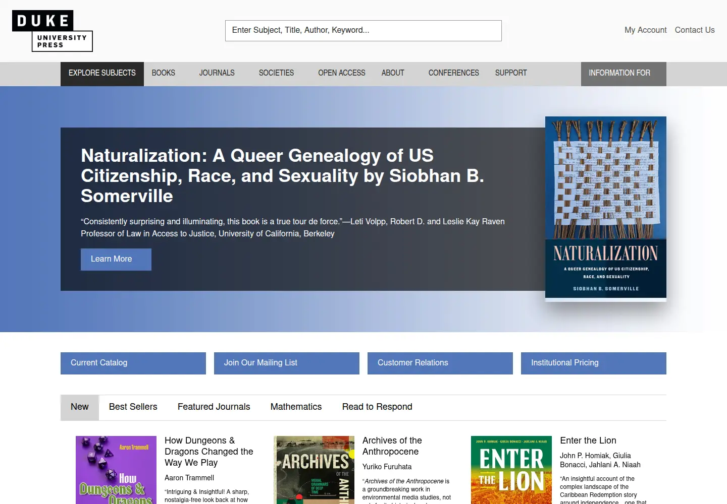 Screenshot of dukeupress.edu