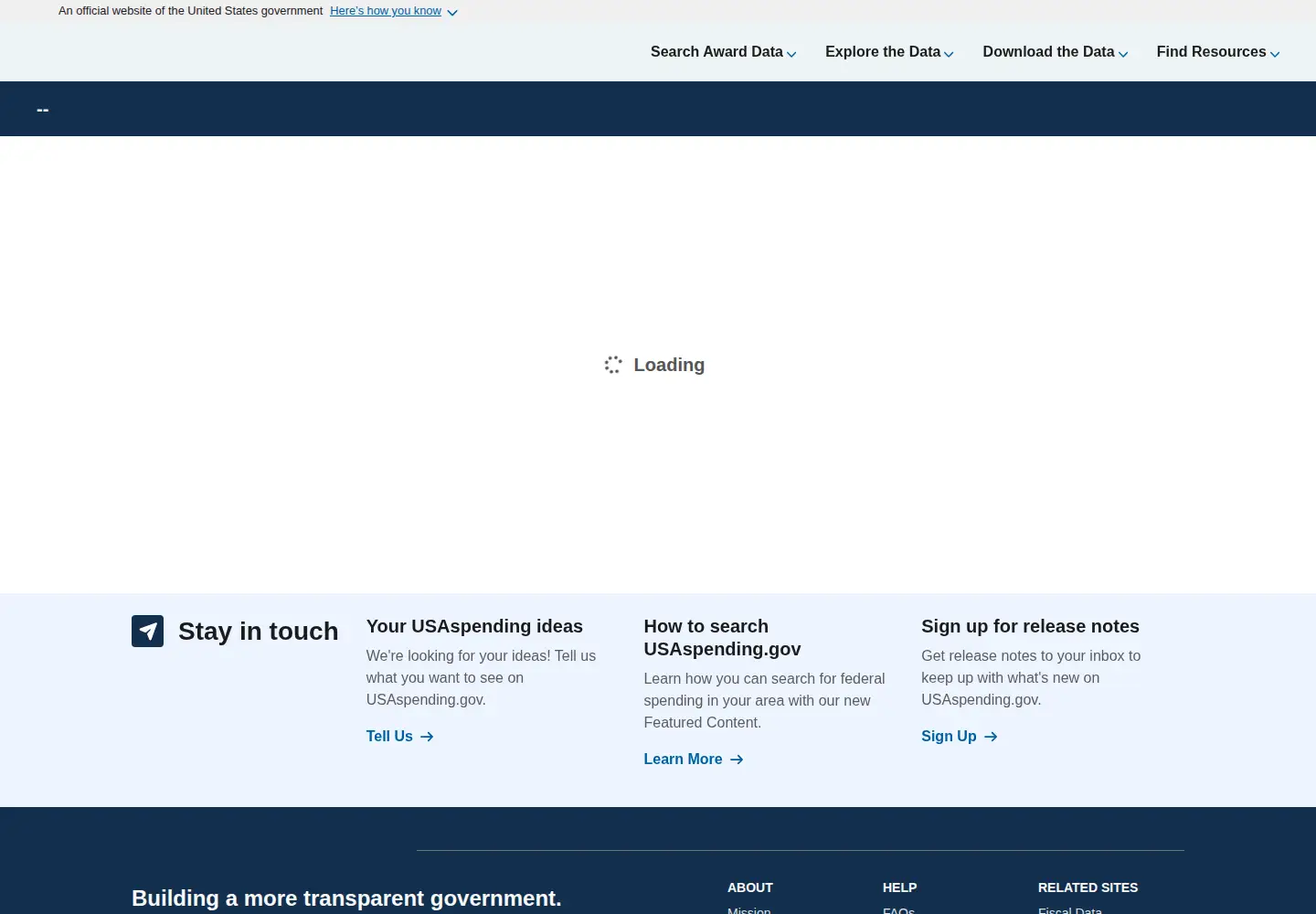 Screenshot of usaspending.gov