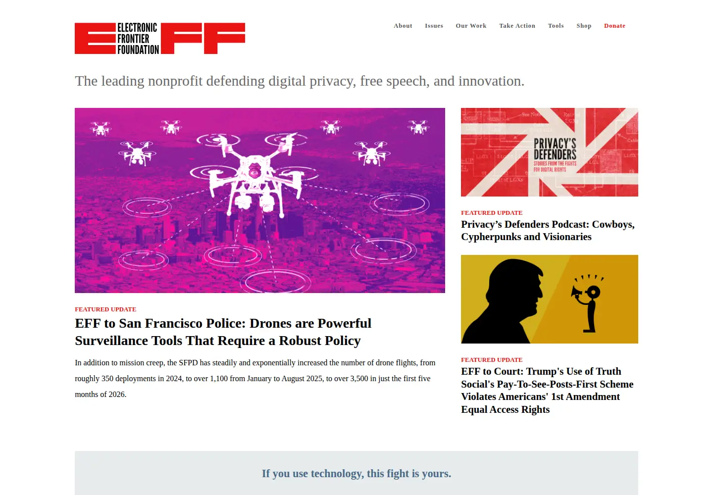 Screenshot of eff.org