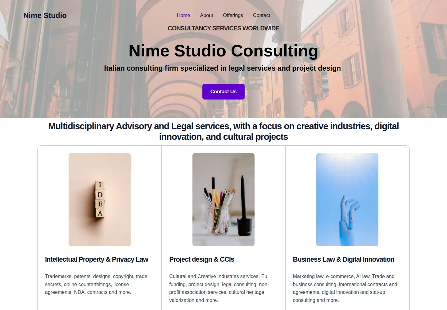 Captured homepage of nimestudio.com in the current scan