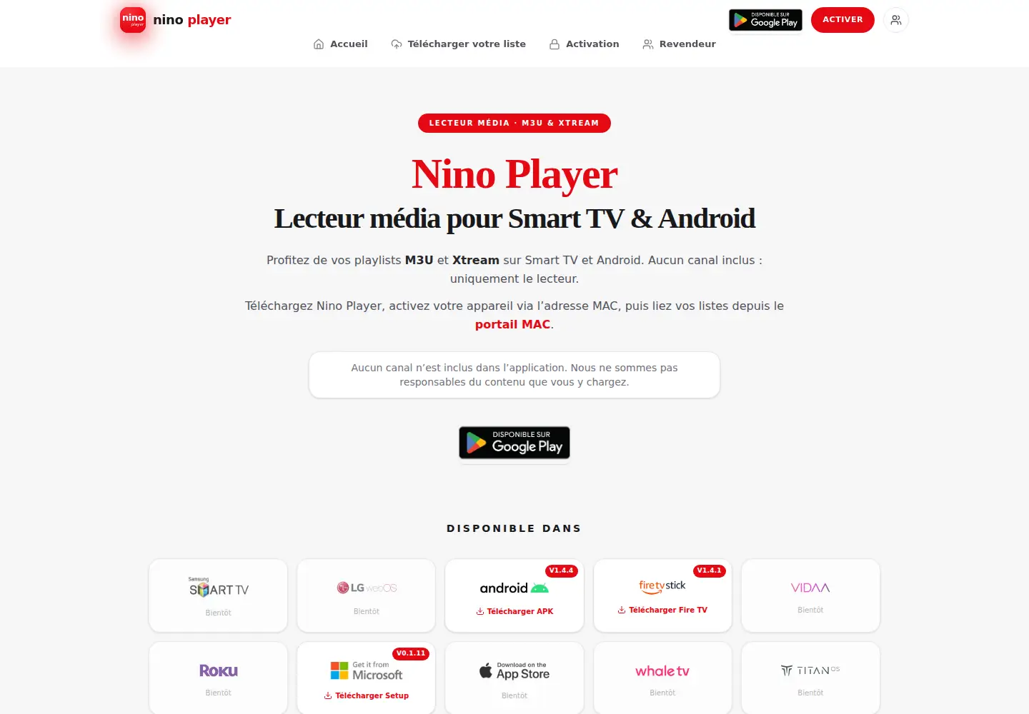 Screenshot of ninoplayer.com