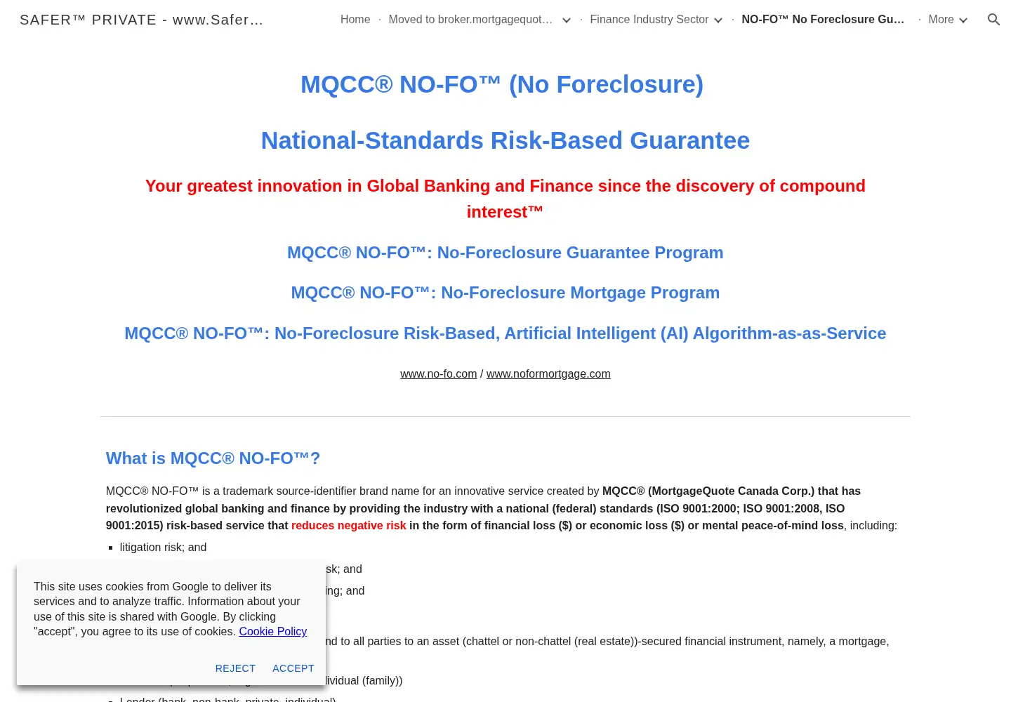 Captured homepage of nofomortgage.com in the current scan