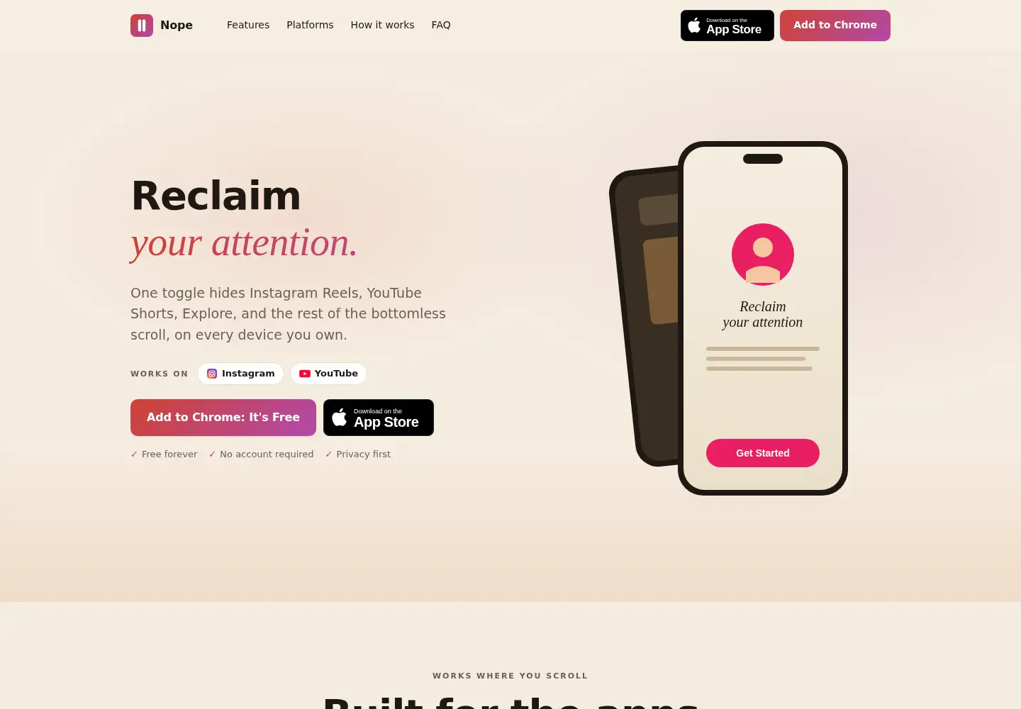 Screenshot of nope-app.com
