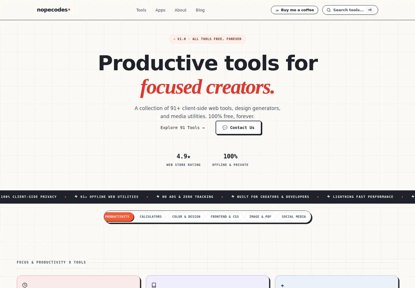 Screenshot of nopecodes.com