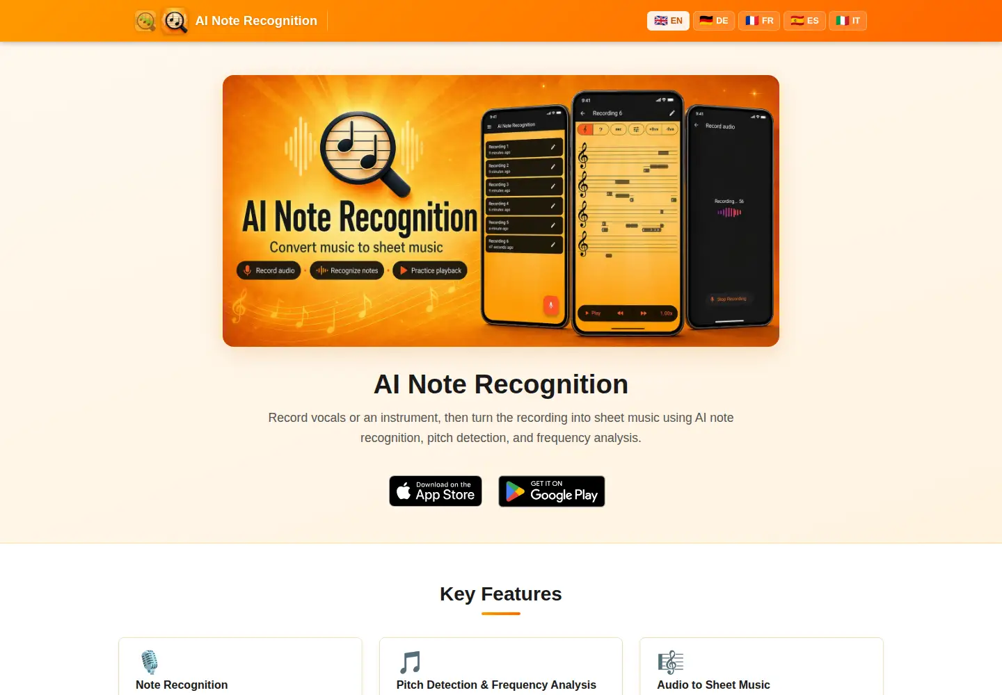 Captured homepage of note-recognition.com in the current scan