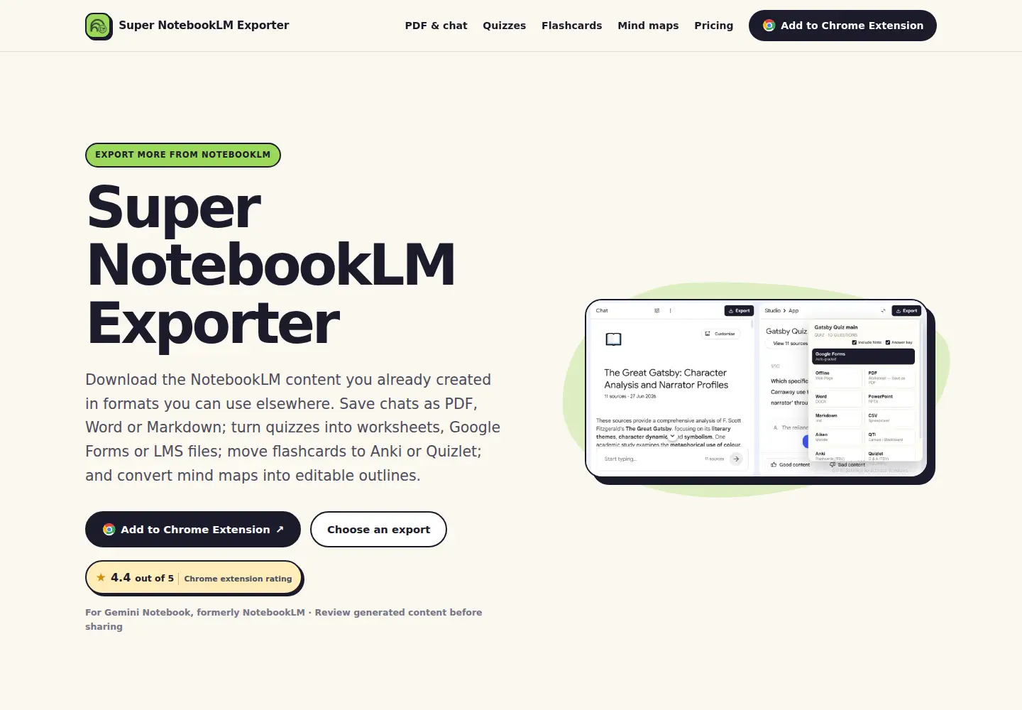 Captured homepage of notebooklmexporter.com in the current scan