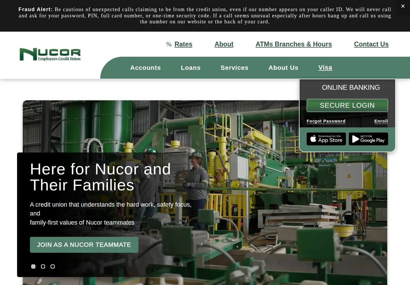 Screenshot of nucorcu.com