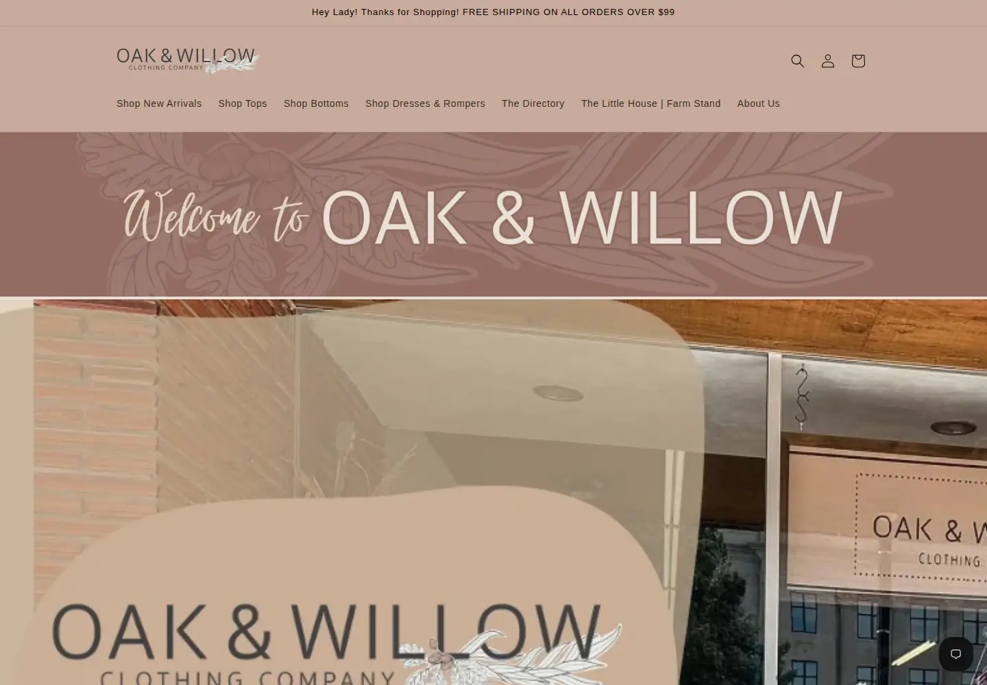 Screenshot of oakandwillowclothing.com