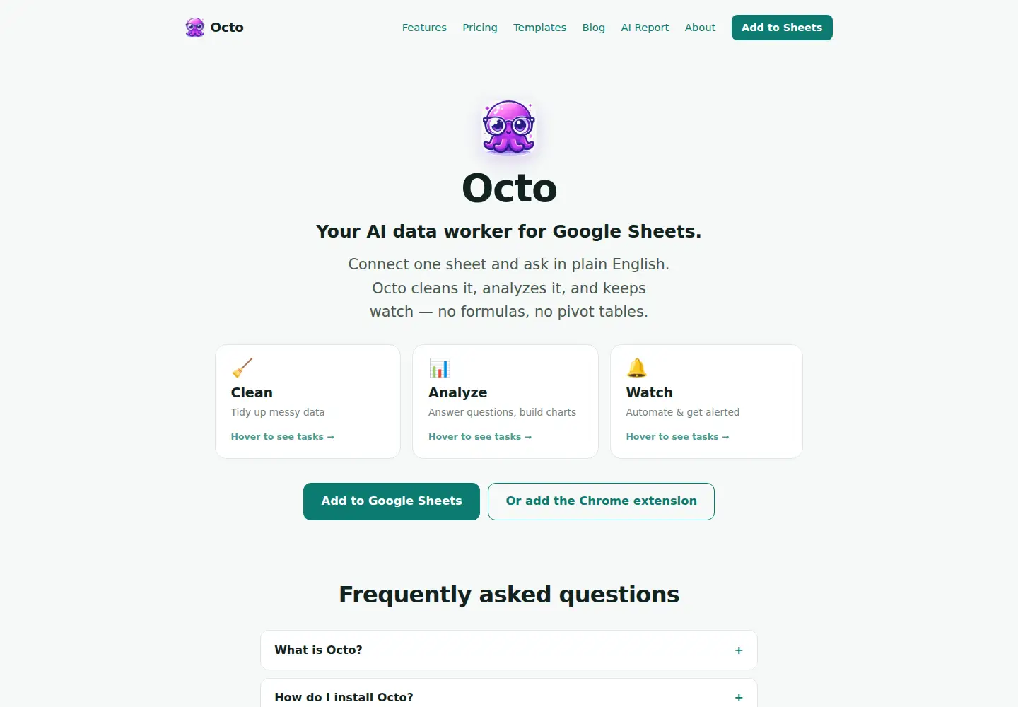 Screenshot of octosheets.com