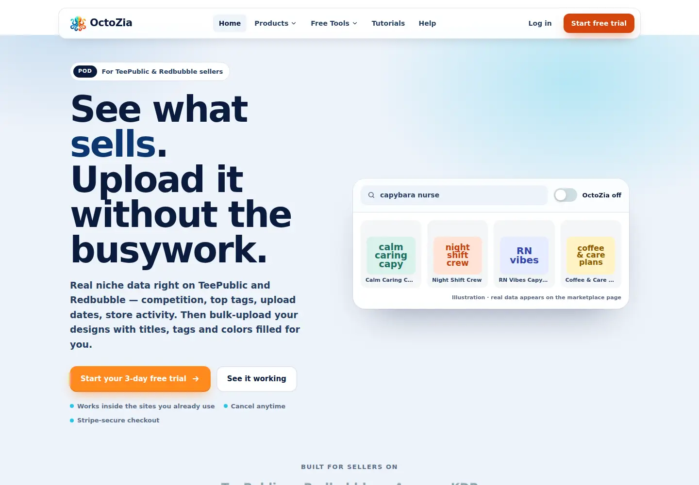 Captured homepage of octozia.com in the current scan