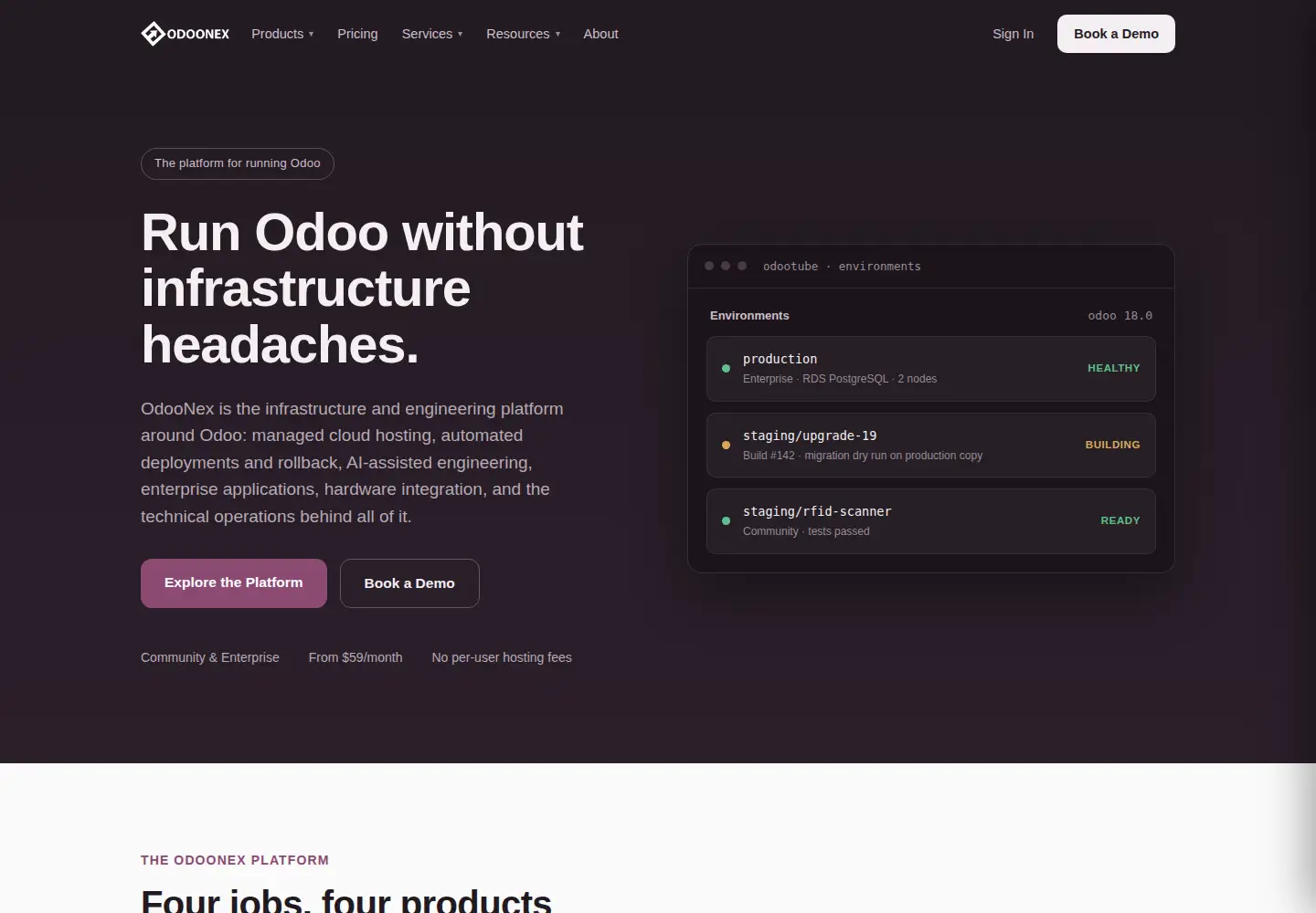 Screenshot of odoonex.com