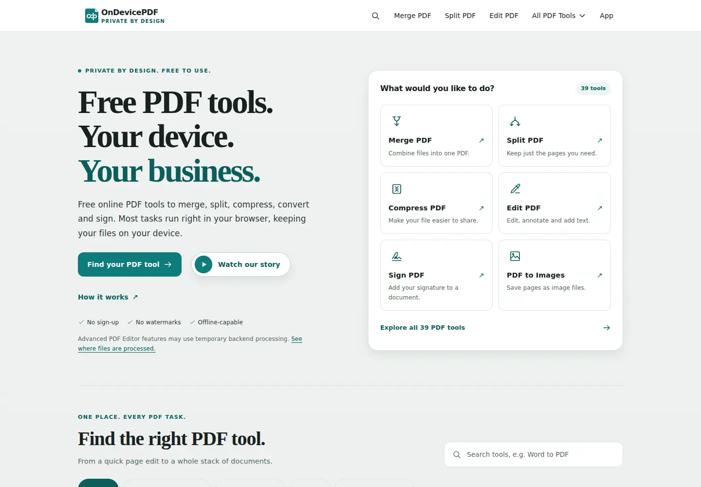 Captured homepage of ondevicepdf.com in the current scan