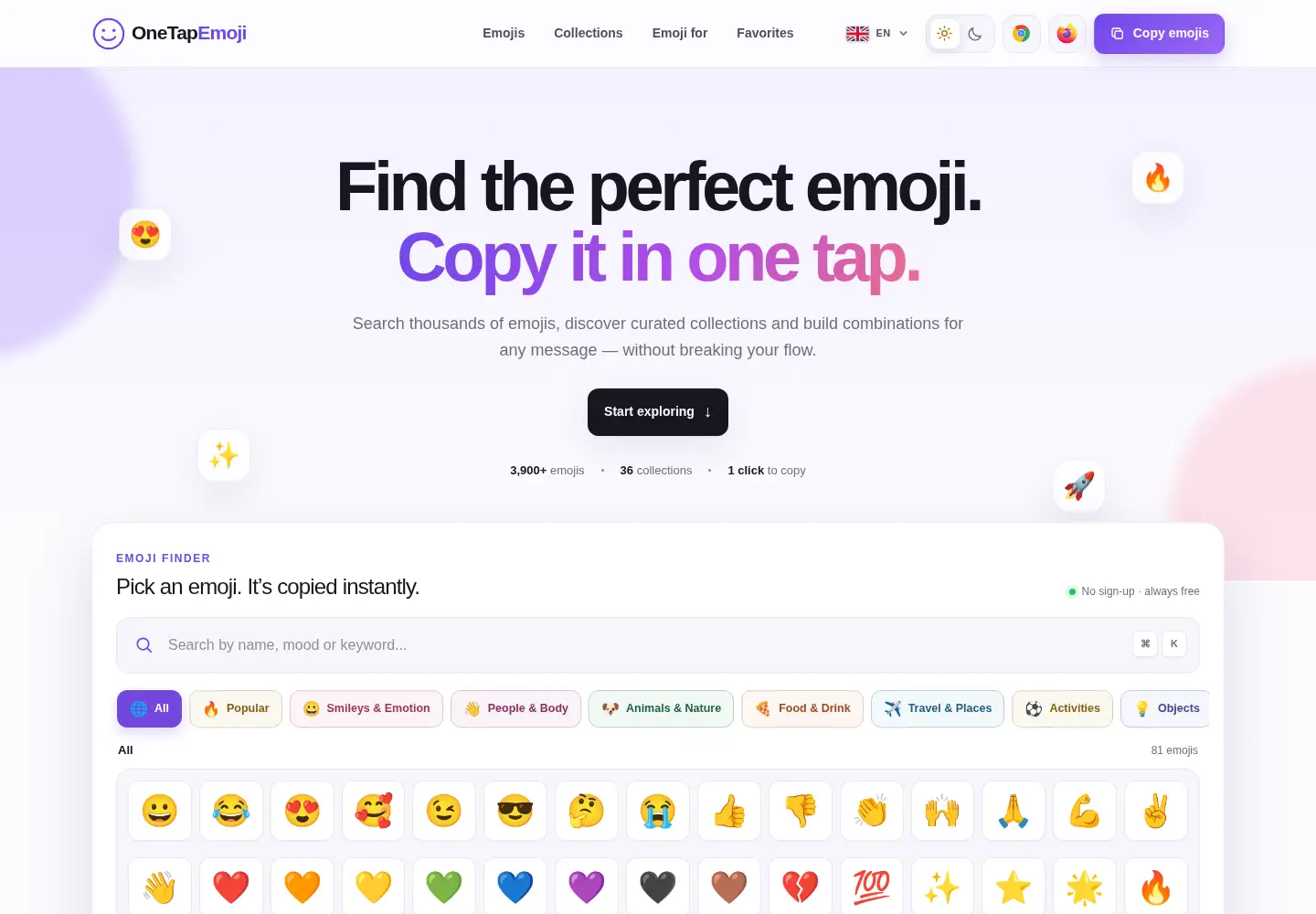 Screenshot of onetapemoji.com