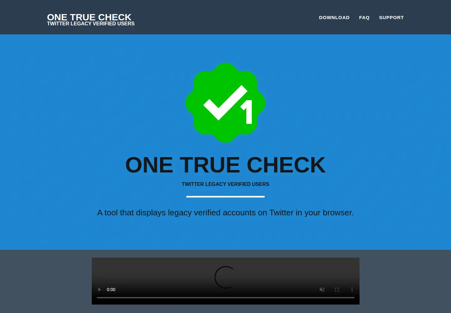 Captured homepage of onetruecheck.com in the current scan