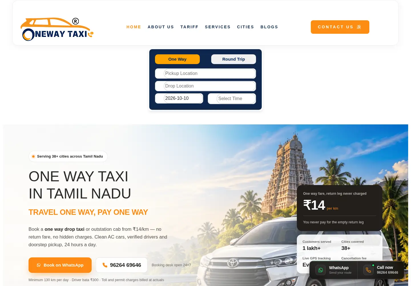 Screenshot of onewaytaxi.com