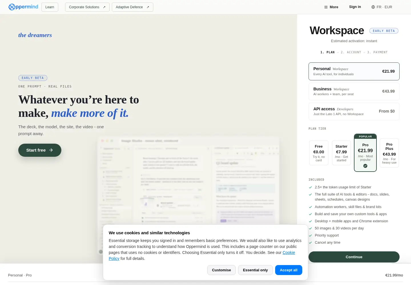 Screenshot of oppermind.com