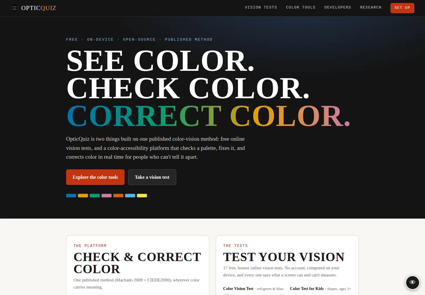 Captured homepage of opticquiz.com in the current scan