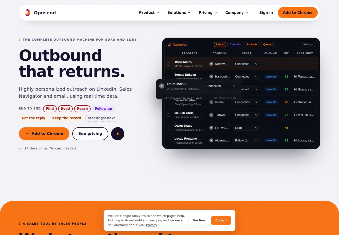 Captured homepage of opusend.com in the current scan