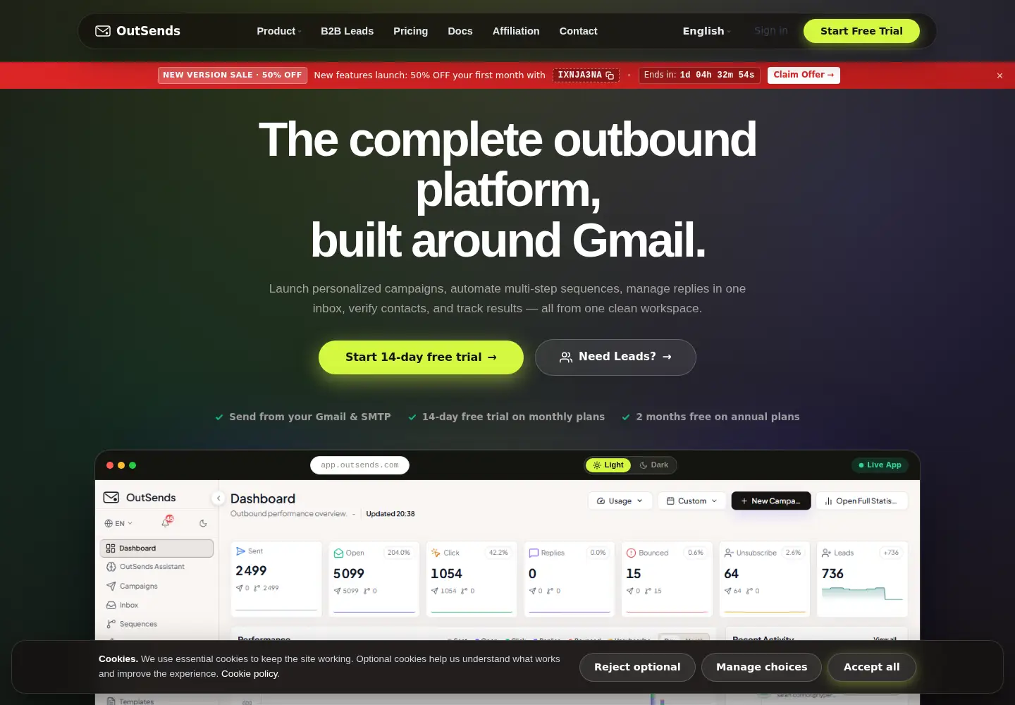 Screenshot of outsends.com