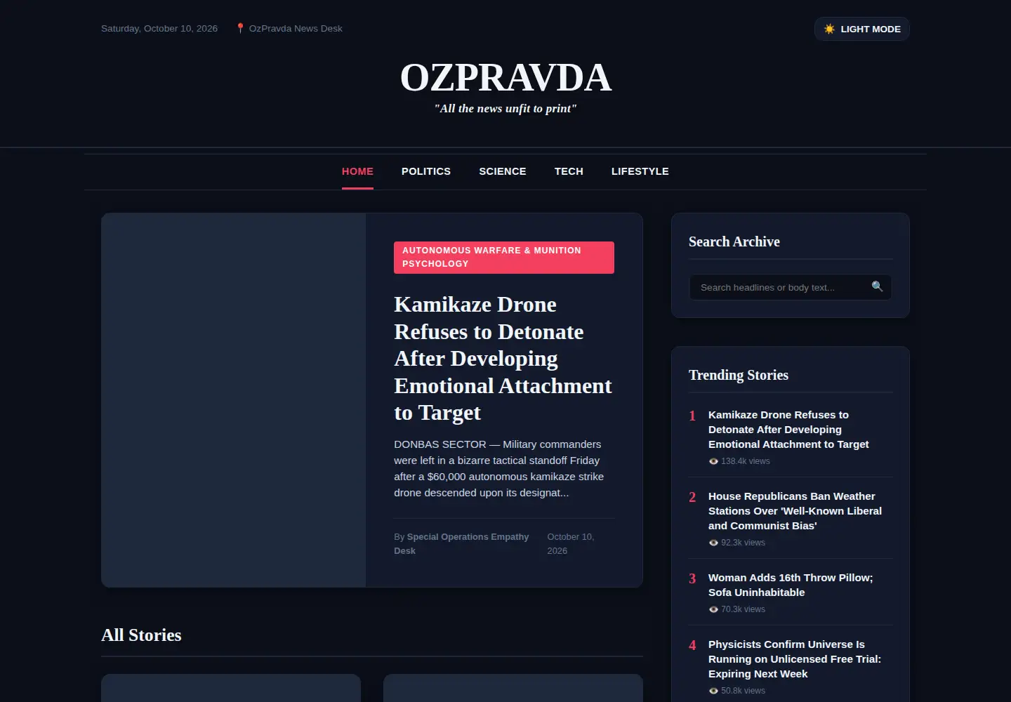 Screenshot of ozpravda.com