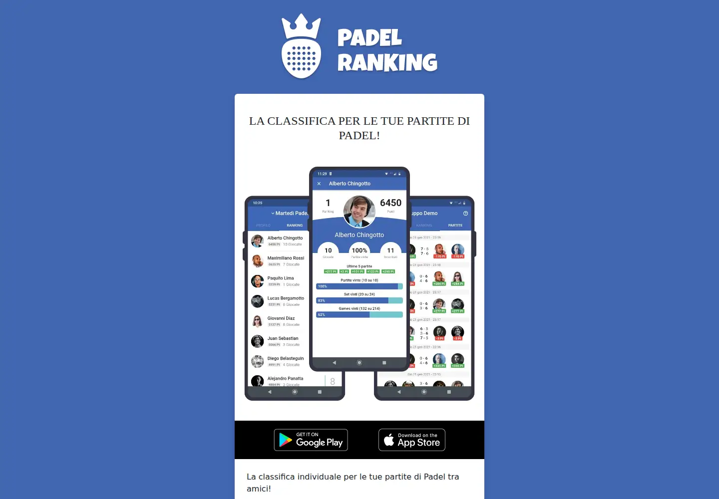 Captured homepage of padel-ranking.com in the current scan