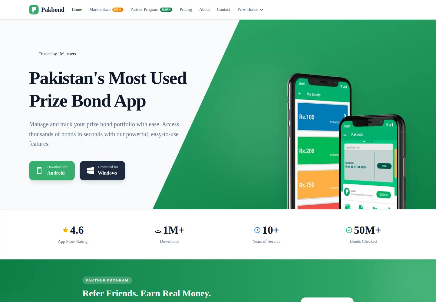 Screenshot of pakbond.com