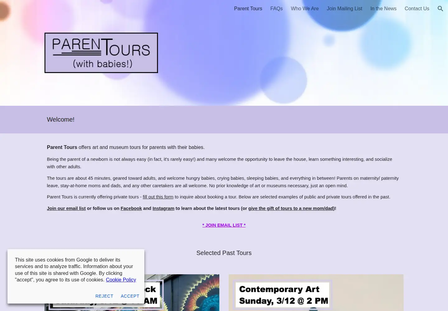 Captured homepage of parenttours.com in the current scan