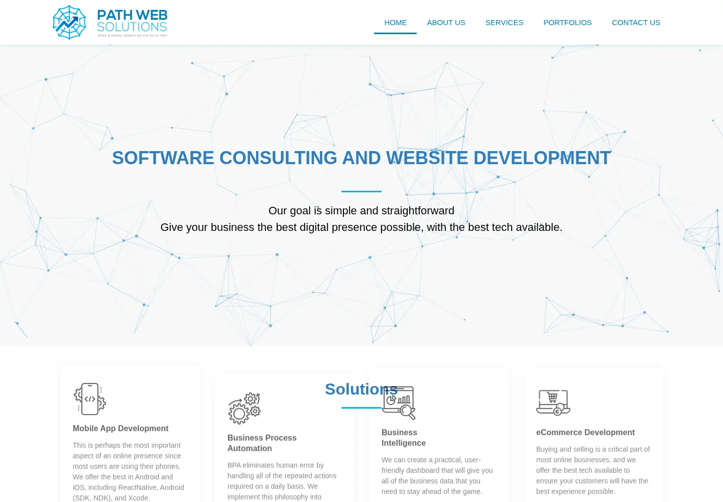 Captured homepage of pathwebsolutions.com in the current scan