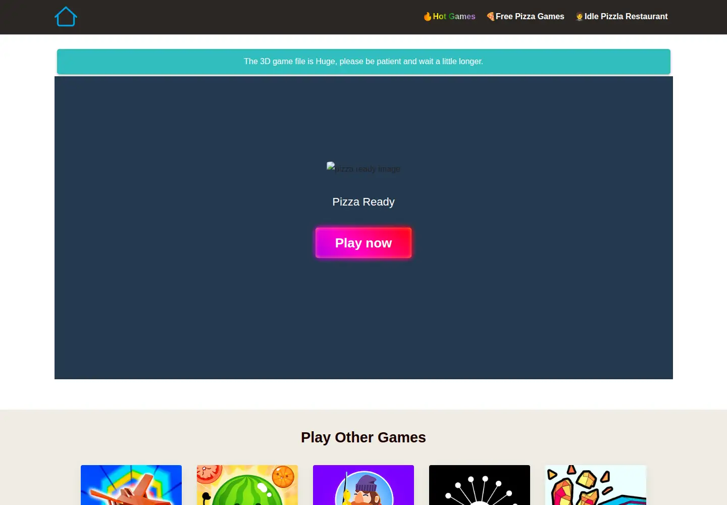 Captured homepage of pizza-ready.com in the current scan