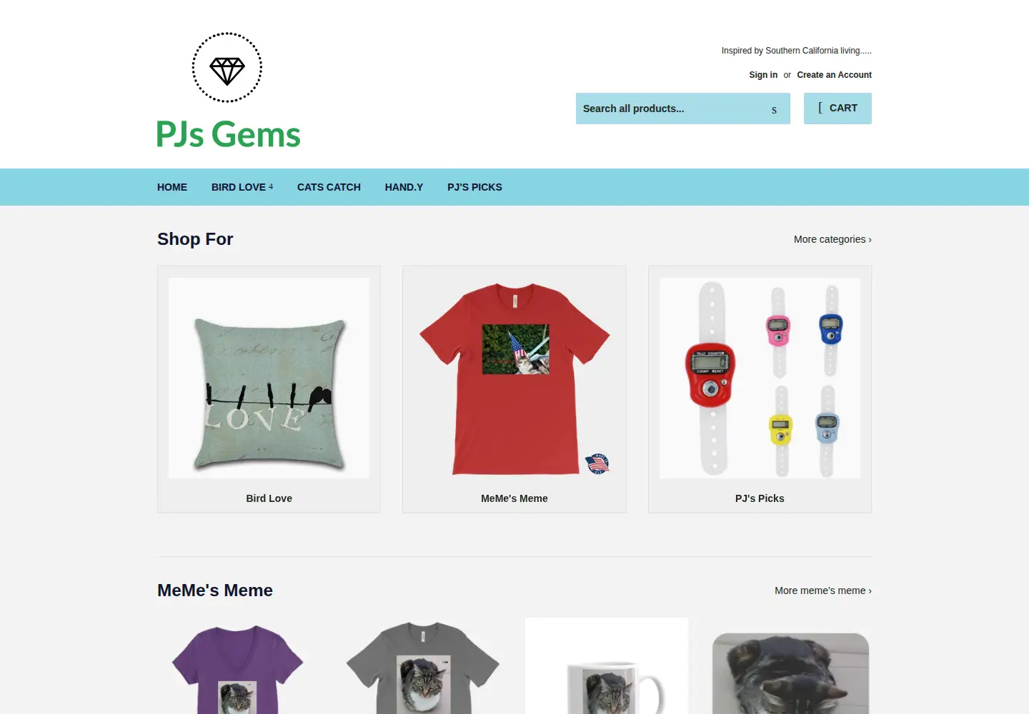 Captured homepage of pjsgems.com in the current scan