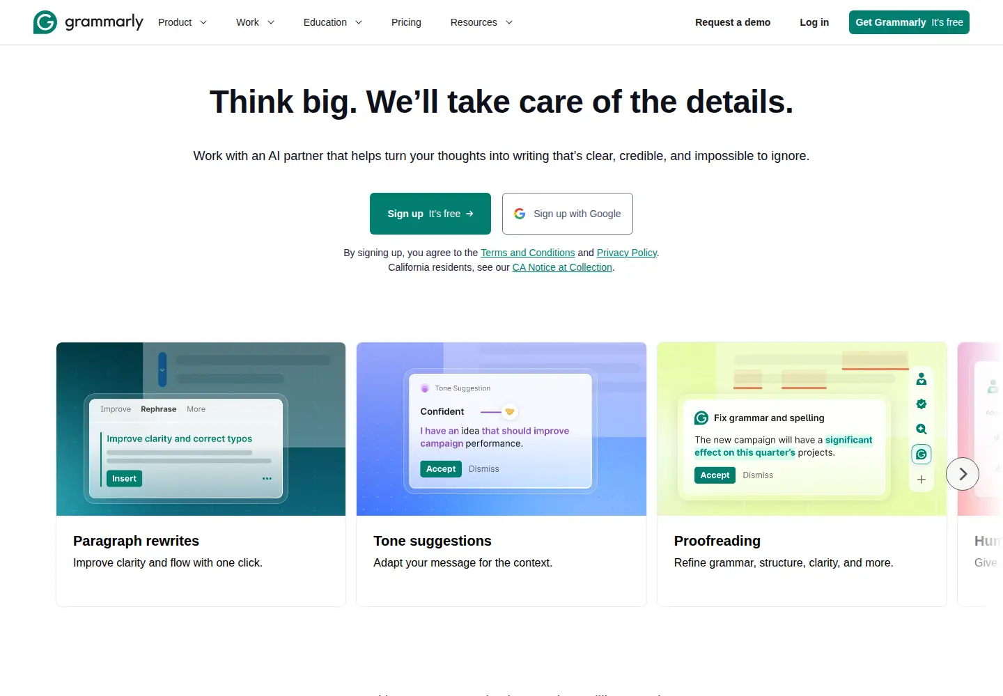 Screenshot of grammarly.com