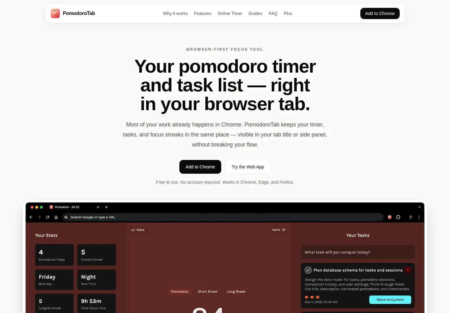 Screenshot of pomodorotab.com