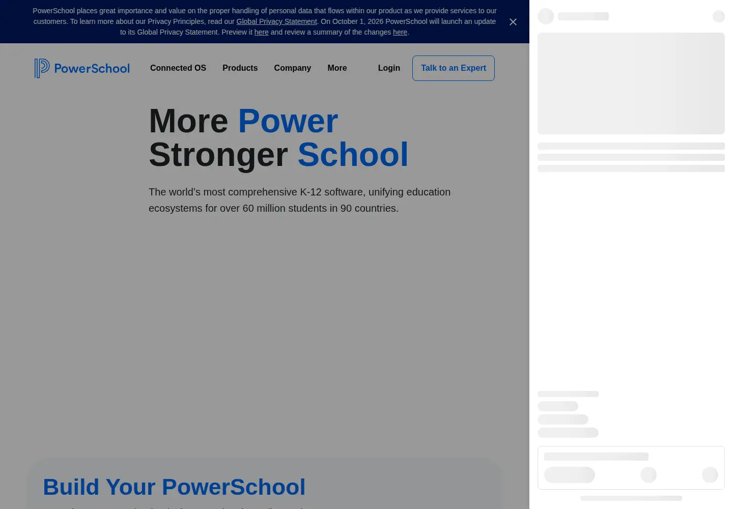 Screenshot of powerschool.com
