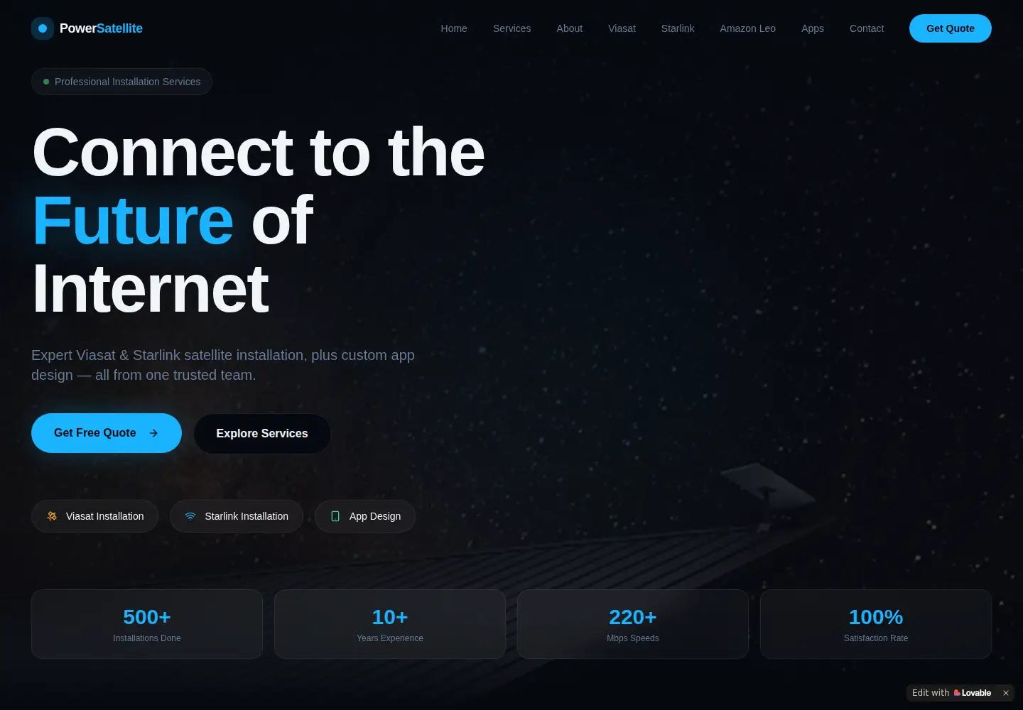 Captured homepage of powersatellitellc.com in the current scan