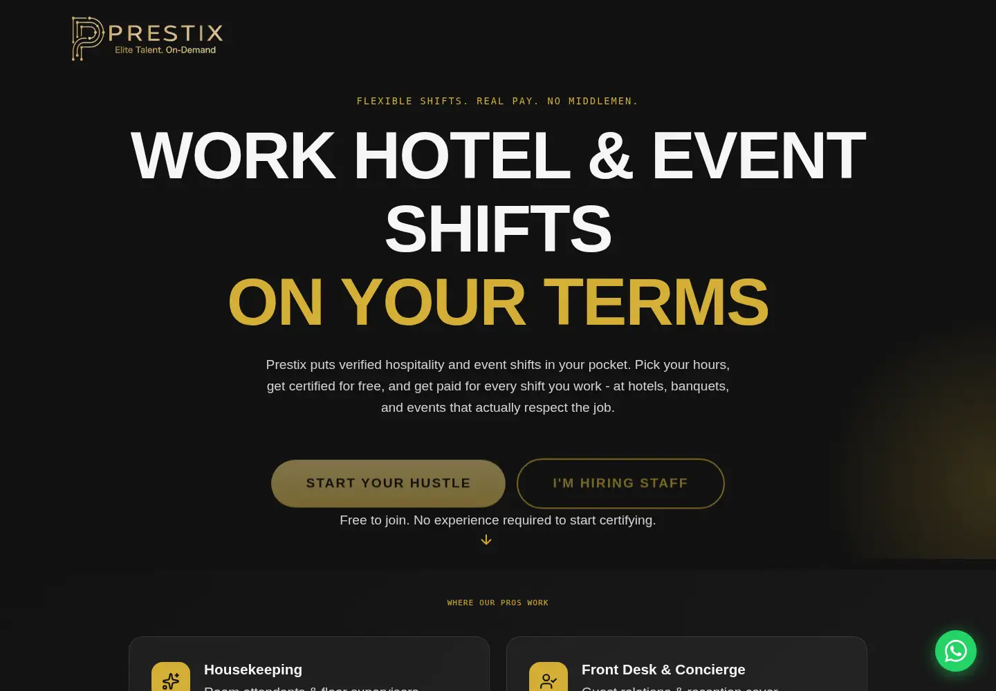 Captured homepage of prestixhospitality.com in the current scan