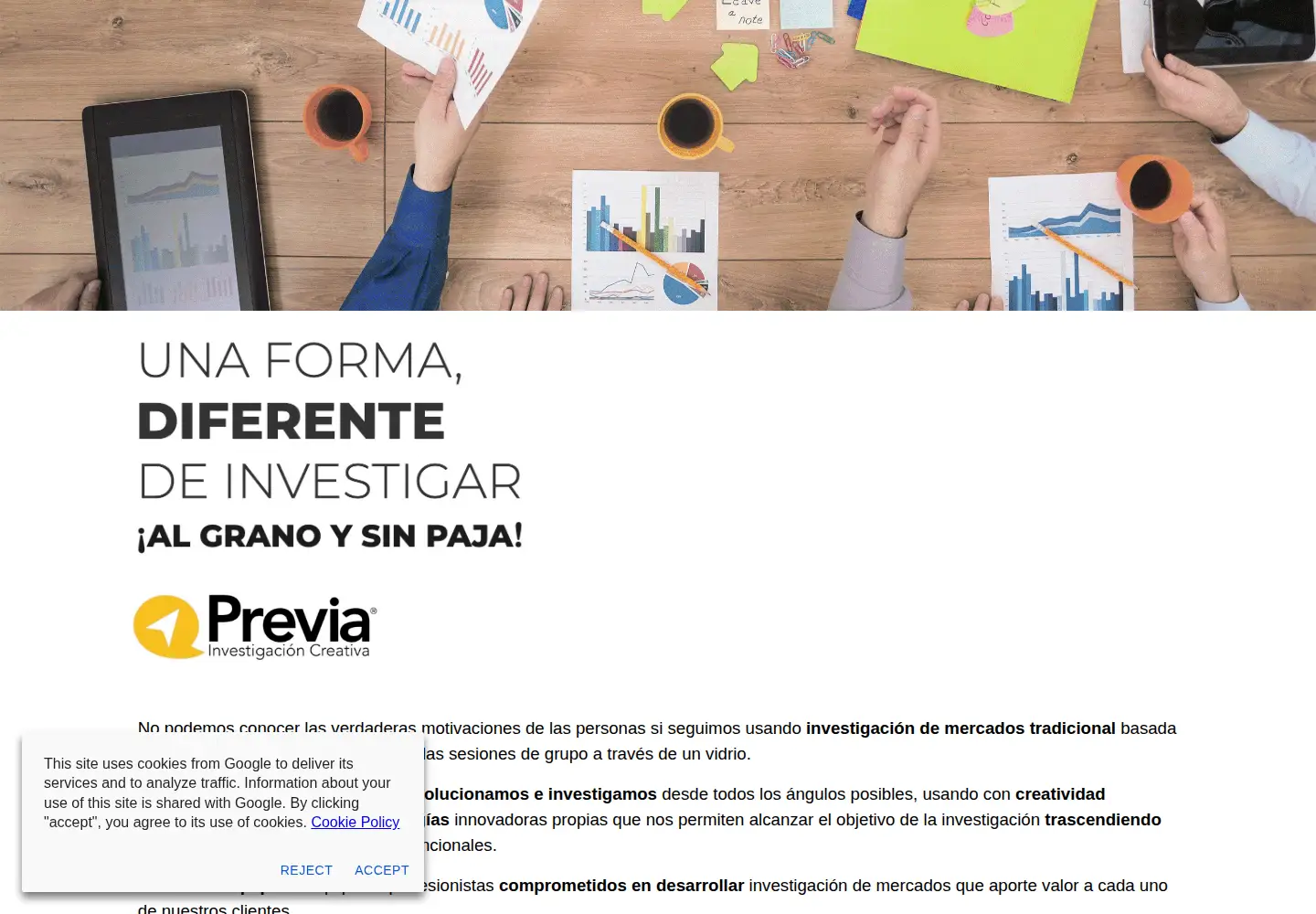 Captured homepage of previainvestigacion.com in the current scan