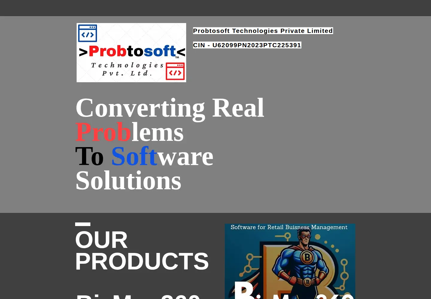 Captured homepage of probtosoft.com in the current scan