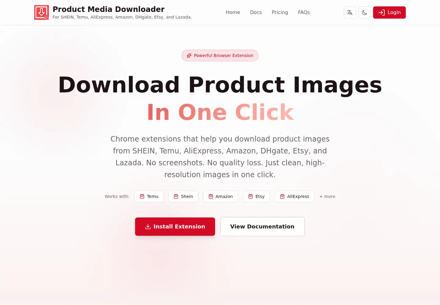 Captured homepage of productmediadownloader.com in the current scan
