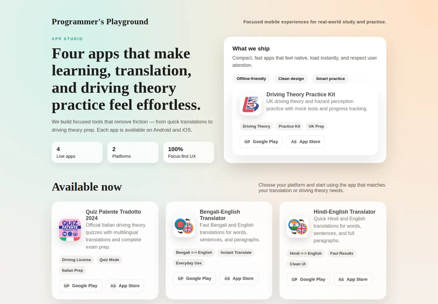 Captured homepage of programmerplayground.com in the current scan