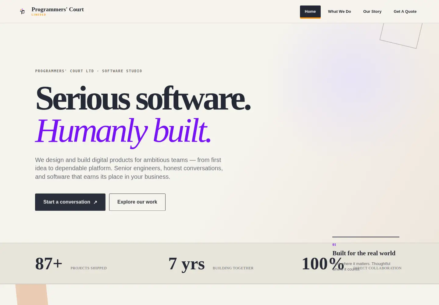 Captured homepage of programmerscourt.com in the current scan